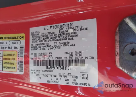 2015 Ford Mustang Gt Premium from USA, damaged, VIN 1FA6P8CFXF5413131